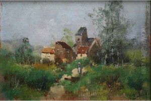 Personnages En Foret Sur Le Chemin by Eugene Galien-Laloue
