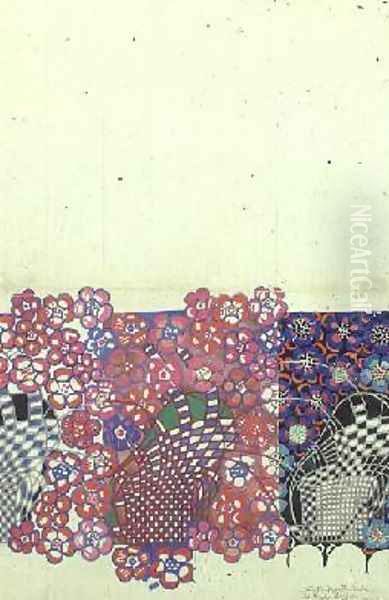 Blue and pink tobacco flower design - view 1