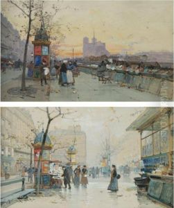 Vue De Notre Dame by Eugene Galien-Laloue