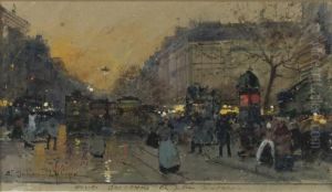 Paris At Night by Eugene Galien-Laloue