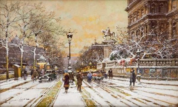 Quais De L'hotel De Ville Effet De Neige Le Soir - view 1