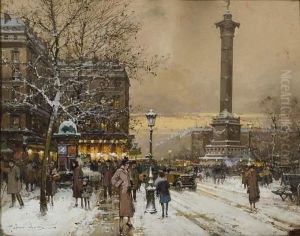 La Place De La Bastille Un Soir D'hiver.
