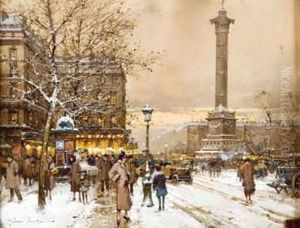 La Place De La Bastille Sous La Neige La Place De La Bastille Sous La Neige