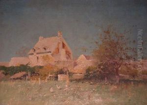 Oies Dans Un Verger
Huile Sur Toile, Signee En Bas A Droite by Eugene Galien-Laloue