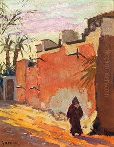 Promeneur Devant Les Remparts by Eugene Galien-Laloue
