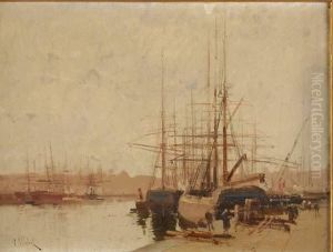 Voiliers Au Port by Eugene Galien-Laloue