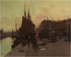 Port En Bretagne by Eugene Galien-Laloue