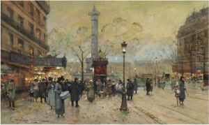 La Place De La Bastille by Eugene Galien-Laloue