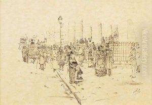 Marchande De Fleurs A Paris by Eugene Galien-Laloue