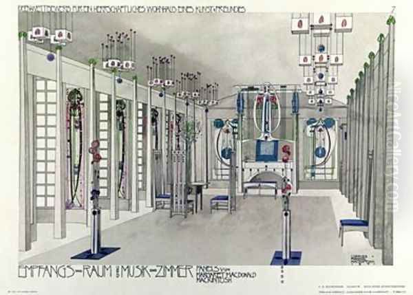 Design for a Music Room with panels by Margaret Macdonald Mackintosh - view 1