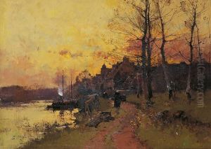 Le Chemin De Halage by Eugene Galien-Laloue