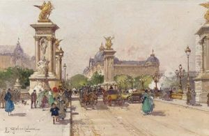 Le Pont Alexandre Iii Et Le Grand Palais by Eugene Galien-Laloue