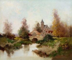 Blick Auf Eine Landschaft Am Fluss by Eugene Galien-Laloue