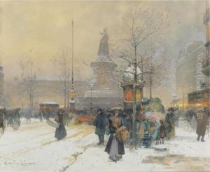 La Place De La Republique, Paris by Eugene Galien-Laloue