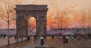 Paris, L'arc De Triomphe Au Soleil Couchant Paris, L'arc De Triomphe Au Soleil Couchant