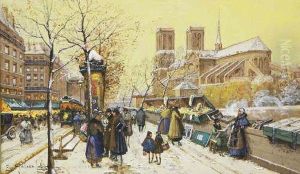 "winter In Paris" by Eugene Galien-Laloue