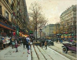 Boulevard Saint-martin, Les Bouquinistes by Eugene Galien-Laloue