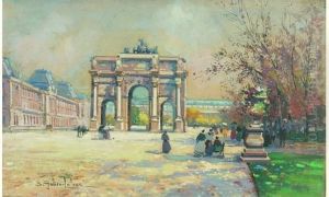 Le Louvre by Eugene Galien-Laloue