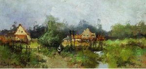Femme Devant Un Village Femme Devant Un Village