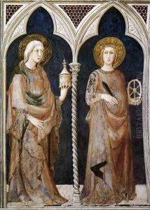 St Mary Magdalen And St Catherine Of Alexandria by Simone Martini