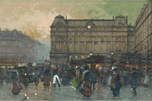 Gare Saint Lazare, Paris by Eugene Galien-Laloue