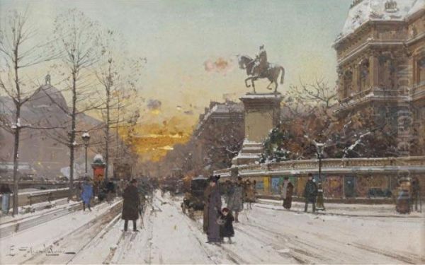 A Sunset In The Snow- Les Quais De L'hotel De Ville - view 1