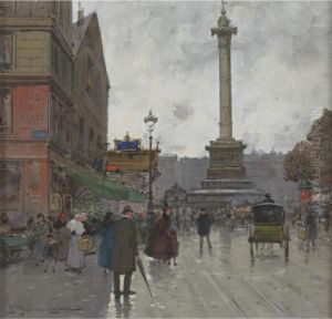 Place De La Bastille by Eugene Galien-Laloue