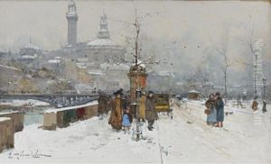 Winter Le Trocadero by Eugene Galien-Laloue