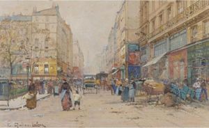 Market Place With A Blue Wagon