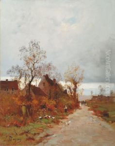 La Fermiere Sur Le Chemin by Eugene Galien-Laloue