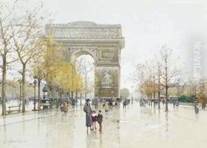 L'arc De Triomphe by Eugene Galien-Laloue