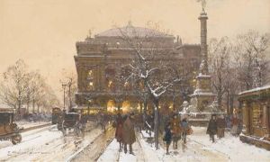 La Place Du Chatelet, Paris by Eugene Galien-Laloue