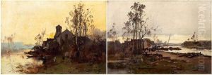 Bords De Riviere by Eugene Galien-Laloue