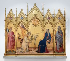 The Annunciation and Two Saints by Simone Martini