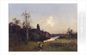 Pecheurs Au Crepuscule by Eugene Galien-Laloue