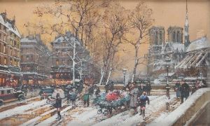 Le Quai De Montebello by Eugene Galien-Laloue