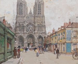 Notre-dame by Eugene Galien-Laloue