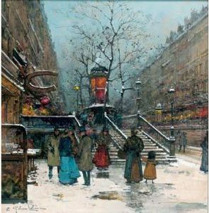 Boulevard Saint-martin A Paris by Eugene Galien-Laloue