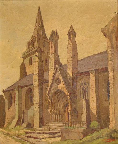 Portail De L'eglise A Brelevenez - view 1