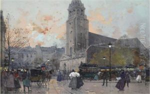 St. Germain-des-pres by Eugene Galien-Laloue