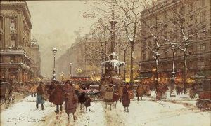 Paris, Un Soir D'hiver by Eugene Galien-Laloue