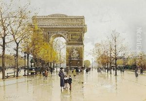 L'arc De Triomphe, Paris by Eugene Galien-Laloue