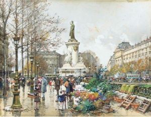 Place De La Republique by Eugene Galien-Laloue