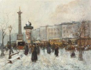 Paris Boulevard With Snow