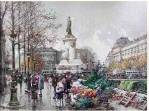 La Place De La Republique by Eugene Galien-Laloue