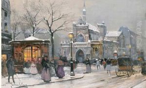 Eglise Saint Laurent A Paris by Eugene Galien-Laloue