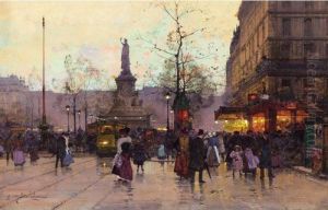 Paris, Place De La Republique by Eugene Galien-Laloue