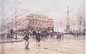 La Place Du Chatelet by Eugene Galien-Laloue