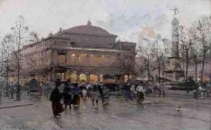 La Place Du Chatelet, Paris by Eugene Galien-Laloue