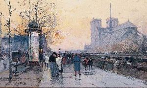 Notre-dame Vue Des Quais by Eugene Galien-Laloue